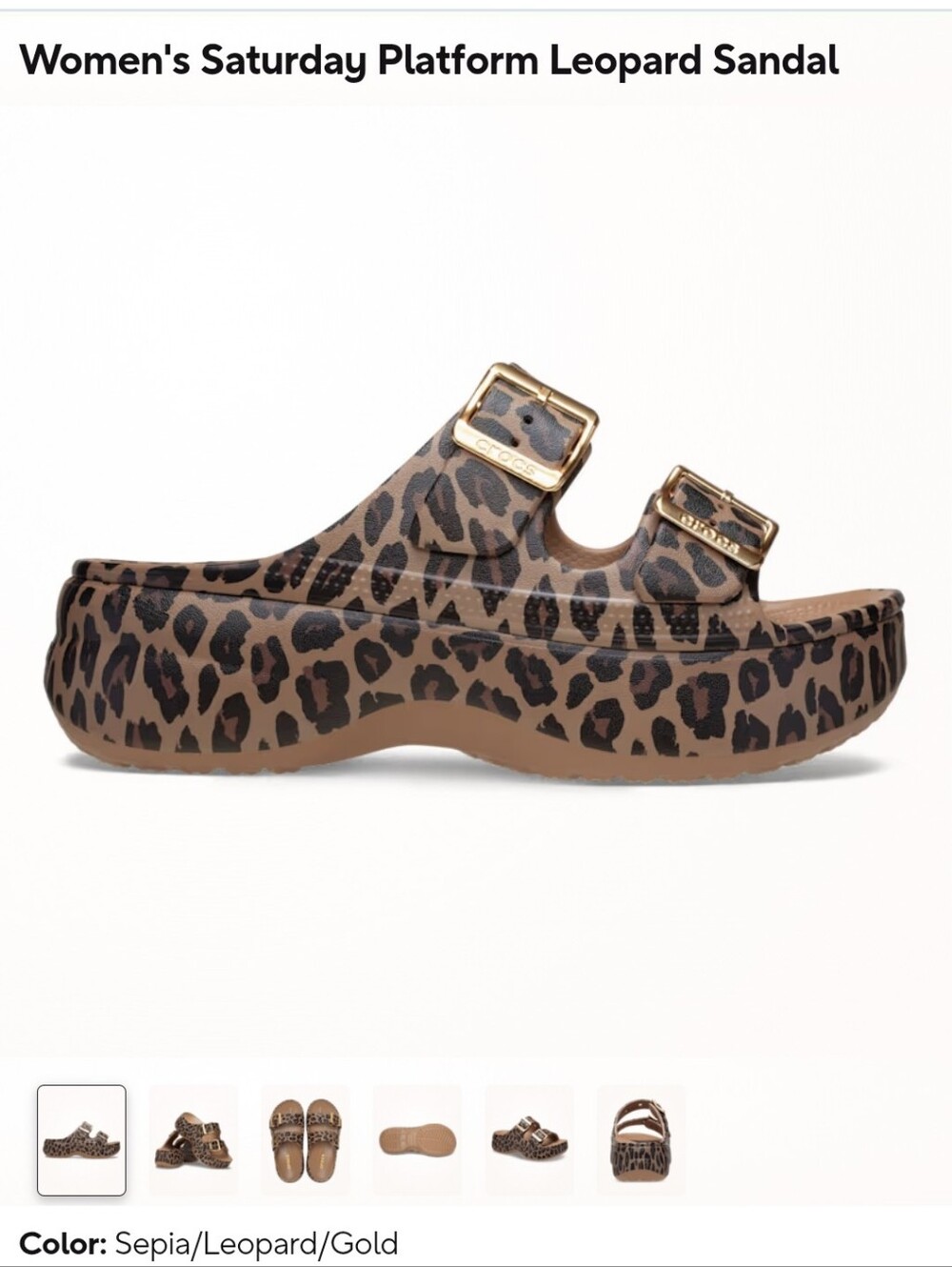 CROCS Women's Saturday Platform Sandal in Leopard Print Brown